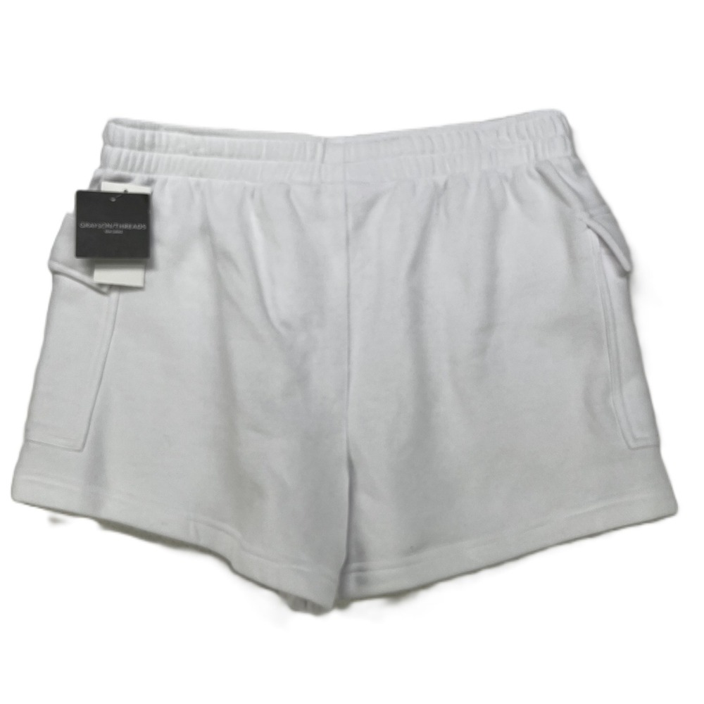 Grayson Threads the Label Juniors' Comfy Cargo Sweat Shorts White Size L NWT